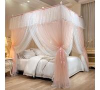 Elegantes cortinas de cama con toldo para niñas, cortinas de cuatro esquinas, toldo de cama de princesa para decoración de dormitorio, cortinas de cama elegantes para un espacio de sueño de ensueño