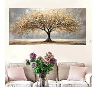 Elegantes cuadros de pared en lienzo dorado con el Árbol de la Vida, decoración de paisajes, pósteres e impresiones, arte de pared, decoración moderna para el hogar (20x40cm/marco interno).