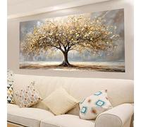 Elegantes cuadros murales de lienzo dorado con el Árbol de la Vida, decoración de paisajes, pósteres e impresiones, arte mural, decoración moderna para el hogar (70x145cm/marco interno)