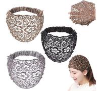 Elegantes diademas anchas con cuentas florales para mujer, diadema de perlas de encaje, diademas bohemias para mujer, juego elástico elástico ancho para bodas y todos los días (3 unidades, talla única