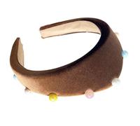 Elegantes diademas de perlas de felpa para mujeres y niñas, diadema ancha elástica para el pelo, accesorio de moda para el pelo para fiestas