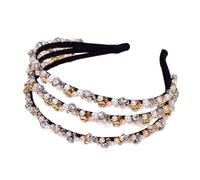 Elegantes diademas de perlas de imitación para novia, 3 filas, accesorio para el pelo, diadema elegante para bodas, fiestas, fotografía