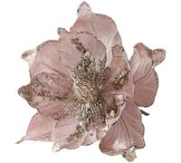 Elegantes flores de Pascua artificiales con tela para decoración navideña, con arreglo floral de estilo europeo para uso doméstico de temporada (rosa)