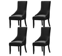Elegantes fundas de terciopelo negro para sillas, suaves y reutilizables, juego de 4 para comedor y banquete, protección de muebles y mejora de la decoración