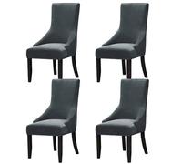 Elegantes fundas de terciopelo negro para sillas, suaves y reutilizables, juego de 4 para comedor y banquete, protección de muebles y mejora de la decoración
