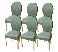 Elegantes fundas ovaladas para sillas de comedor, color verde hierba, respaldo redondo, reposabrazos, patas de madera pequeñas/medianas, ideal para decoración y protección del hogar, tapicería moderna