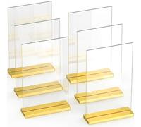 Elegantes Juego de 6 Marcos de Acrílico Dorado A6, Deslumbrantes Exhibiciones Fotográficas, Mejora la Ambiencia de tu Evento con Exquisitos Portanúmeros de Mesa Dorados, Porta Señales Dorados