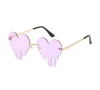 Elegantes lentes de sol con forma de corazón que gotean sin montura para uso diario, para conciertos y reuniones nocturnas, elegantes gafas de playa