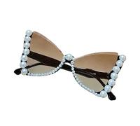 Elegantes lentes de sol con marco de perlas y mariposa con forma de ojo de gato para mujer, accesorios de moda, gafas de sol con marco de piedra