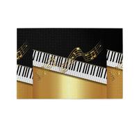 Elegantes Notas Doradas, Teclas de Piano Negras, Rompecabezas de 1000 Piezas, Rompecabezas de Madera para Toda la Familia, decoración de Pared para Adultos y Adolescentes.