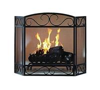 Elegantes Pantallas de Chimenea de Malla Negra para Estufa de leña, decoración de Sala de Estar, Protector de Pantalla contra Incendios, 3 Paneles, 124 × 80 cm Decoration