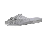 Elegantes Pantuflas de Malla Bordadas con Zapatos Tipo Mule de Corte Recto para Comodidad en Interiores. (Silver, 38)