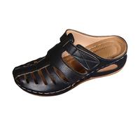 Elegantes Pantuflas de Mujer para una relajación Informal. Diseño de Punta Abierta con tacón de cuña para Comodidad en Verano y un Estilo fácil de Poner. Deportivas Negras Antideslizantes