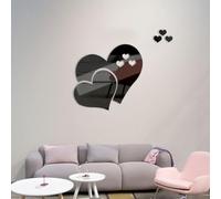 Elegantes pegatinas de pared de espejo de amor acrílico para decoración interior única para mejorar tu espacio vital (negro)
