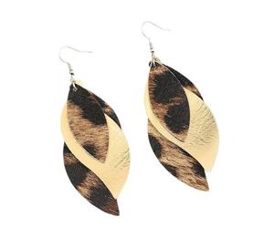 Elegantes pendientes colgantes con estampado de leopardo, ligeros, de piel sintética, en forma de S, accesorios para orejas femeninas, joyería para uso casual, aretes de diseño único