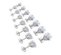 Elegantes pendientes de 6 puntas de ajuste seguro de circonita cúbica redonda, accesorio de joyería para mujeres de moda e ideas de regalo, aretes profesionales de trabajo, talla única, como se