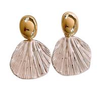 Elegantes pendientes de borla de circonita con textura de concha para mujer, joyería de moda que mejora el aspecto sofisticado, As show, Metal
