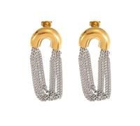Elegantes pendientes de cadena con borlas de acero inoxidable, diseños portátiles para mujeres, fiestas, uso diario, joyería de moda con borlas, One Size, como se describe, como se describe