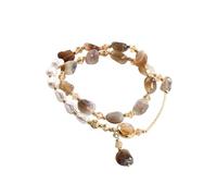 Elegantes perlas de doble capa, elegantes perlas chapadas en oro con doble capa para mujeres para uso diario