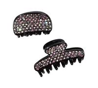 Elegantes pinzas para el pelo con diamantes de imitación de cristal, accesorios de plástico negro, 4 cm de longitud, paquete de 2