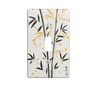 Elegantes placas de bambú para interruptor de luz/cubiertas de tomacorriente, diseño inspirado en Asia dorado y negro para decoración del hogar, placas de pared termoplásticas, tamaño estándar