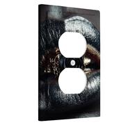 Elegantes placas de cubierta para interruptor de luz de labios negros, estilo oscuro y elegante para decoración del hogar, placas de pared termoplásticas, toma dúplex individual de tamaño estándar