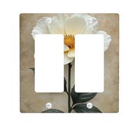 Elegantes placas de cubierta para interruptor de luz floral, diseño de peonía crema para decoración del hogar, placas de pared termoplásticas, tamaño estándar doble basculante