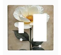 Elegantes placas de cubierta para interruptor de luz floral, diseño de peonía crema para decoración del hogar, placas de pared termoplásticas, balancín de palanca de tamaño estándar