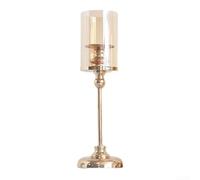 Elegantes portavelas decorativos dorados con protección transparente para un uso seguro en reuniones (S)