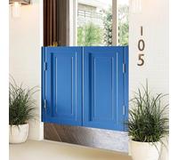 Elegantes puertas batientes de madera maciza for cafetería, media puerta duradera con bisagras de cierre automático for cocina y bar(Light Blue,75x80cm)