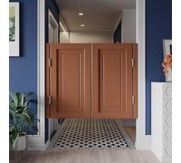 Elegantes puertas batientes de madera maciza for cafetería: puerta doble duradera con bisagras de metal for cocina, bar, pub y más.(Brown,80x100cm)