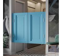 Elegantes puertas batientes de madera maciza for cafetería: puerta doble duradera con bisagras de metal for cocina, bar, pub y más.(Light Blue,120x120cm)