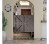 Elegantes puertas batientes de madera maciza for cafeterías: puerta de salón de media cintura con bisagras de cierre automático(Dark Gray,85x80cm)