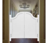 Elegantes puertas batientes de madera maciza for cafeterías: puertas de salón duraderas con bisagras de acero inoxidable for cocina y baño.(White,110x90cm)