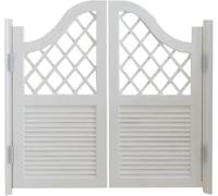 Elegantes puertas batientes de madera maciza for cafeterías: puertas interiores de salón con apertura bidireccional for restaurantes y hogares(White,110x100cm)