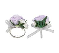Elegantes ramilletes de rosas artificiales más muñequeras para novia, novio, damas de honor, decoración floral para bodas, fiestas, flores de tela hechas a mano (7-12 cm morado/rosa/burdeos/para