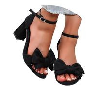 Elegantes Sandalias de Tacón Grueso con Punta Abierta y Tira en el Tobillo para Mujer Ideal para Temporada de Verano (Black, 40)