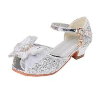 Elegantes sandalias para niña con encaje cerrado con lentejuelas para ocasiones festivas, así como bodas con ajuste cómodo. Diseño elegante para momentos especiales en la vida de tu hijo, plata, 28 EU