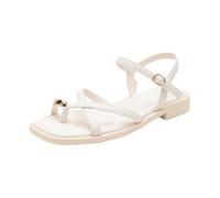 Elegantes sandalias planas para mujer, cómodas sandalias para el verano, fáciles de entrar y suela suave de malla transpirable para mayor comodidad y zapatos de verano, 01 blanco, 38 EU