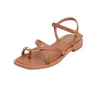 Elegantes sandalias planas para mujer, cómodas sandalias para el verano, fáciles de entrar y suela suave de malla transpirable para mayor comodidad y zapatos de verano, 01 Marrón., 41 EU