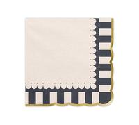 Elegantes servilletas de rayas negras con bordes dorados, paquete de 12 servilletas de fiesta para bodas, cumpleaños y eventos especiales