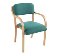 Elegantes sillas de comedor de madera maciza con brazos - Sillón moderno tapizado para cocina y sala de estar, respaldo para oficina y cafetería, carga máxima de 150 kg, acento azul