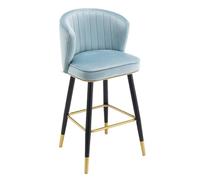 Elegantes taburetes altos de terciopelo con respaldo, cómodas sillas de desayuno para cocina y pub, asientos modernos de 21.6 pulgadas de altura para sala de estar, decoración elegante del hogar