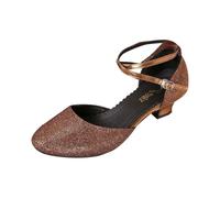 Elegantes Tacones de Baile con Tira Delantera, Plantilla Acolchada y Hebilla Segura, para Mujer, Ideales para Baile de salón y práctica, tacón Medio.