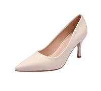 Elegantes Tacones de Mujer Punta Fina Sin para Ocasiones Nocturnas y Eventos con Diseño Moderno y Versátil (White, 39)