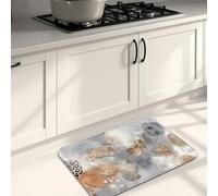 Elegantes tapetes de cocina florales para piso, diseños abstractos grises y dorados, acolchados en otoño, cómodos, lavables, antideslizantes, para fregaderos de cocina, baño, 16 x 24 pulgadas