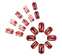 Elegantes uñas cuadradas cortas para imprimir 24 unidades uñas artificiales para Acción de Gracias, hojas de arce, diseños de accesorios de uñas
