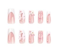Elegantes Uñas Cuadradas Para Imprimir Uñas Artificiales Media Con Lazo Floral Uñas Artificiales Consejos Para Mujeres Y Niñas