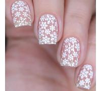 Elegantes uñas postizas cuadradas cortas con estampado de copo de nieve de Navidad a presión acrílico para mujeres de moda uñas artificiales
