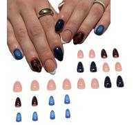 Elegantes uñas postizas francesas degradadas, juego de 24 piezas con patrón de carey con diamantes de imitación para ocasiones especiales, gotas de agua brillantes, uñas a presión